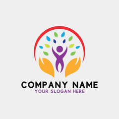 charity wellness health yoga logo design vector