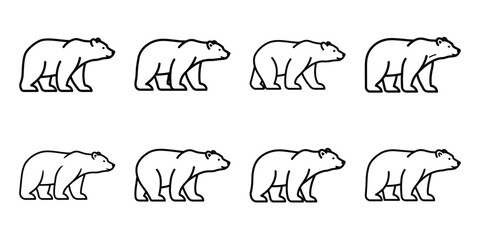 christmas polar bear outline icon set. Holiday Icons illustration.