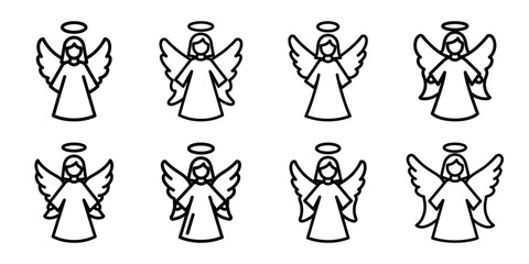 christmas snow angel outline icon set. Holiday Icons illustration.