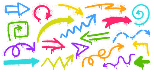 A collection of hand-drawn, colorful, graffiti-style arrows	
