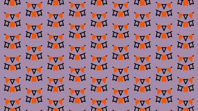 Halloween Bunting Pattern on Purple Background.