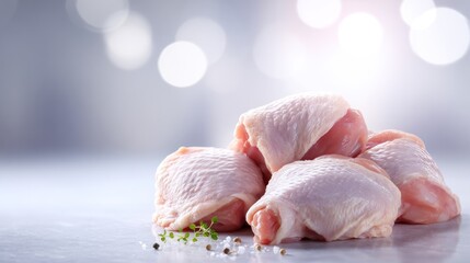 Raw chicken thighs on a transparent background