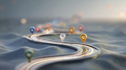 Road path with navigation pins