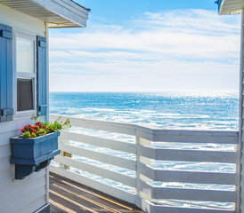 Wooden house by the ocean in California