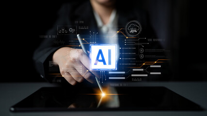 AI core technology presented with digital circuit connections, symbolizing AI systems, processing power, and integration into modern digital platforms Latch