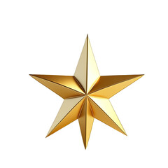 Obraz premium Glossy five-pointed golden star with light and shadow, floating on black