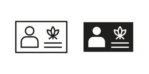 Medical marijuana card icons illustration, line art, glyph style vectors