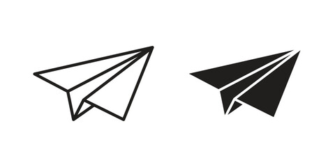 Paper plane icons illustration, line art, glyph style vectors