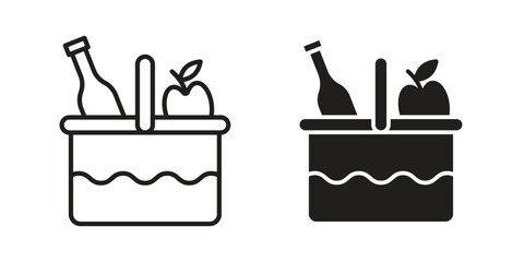 Picnic icons illustration, line art, glyph style vectors
