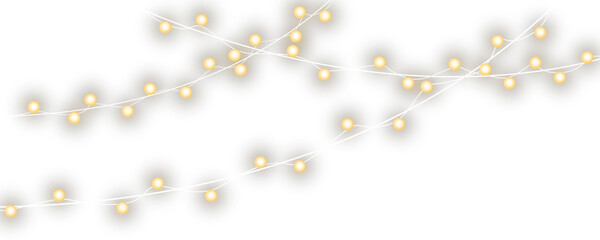 Christmas bulbs twinkle with gentle shine, festive garland string light PNG 