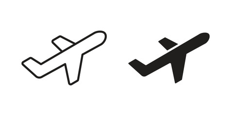 Fototapeta premium Plane icons illustration, line art, glyph style vectors