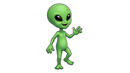 Playful Alien Cartoon Character without background. Perfect for children books, sci-fi projects, fun graphics, and animated content.