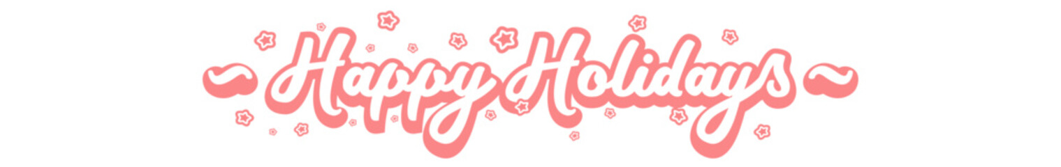 Happy Holidays wide horizontal text sticker design isolated on white transparent background. Vintage Happy Holidays motto sticker, tag, label, banner, ribbon, label png with quote. Happy Holidays text