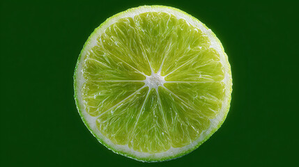 A sliced lime against a gradient green background. Showcasing the zesty citrus fruit in high detail.