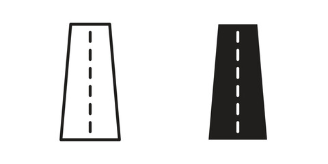 Road icons illustration, line art, glyph style vectors
