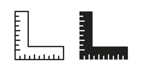 Ruler combined icons illustration, line art, glyph style vectors