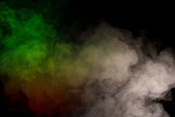 White steam on a black background.