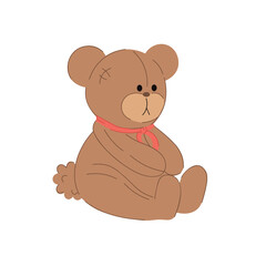 Cute vector teddy bear in a simple kids flat style. Soft shapes, warm colors, white background. Perfect for children’s designs, stickers, nursery decor, toys and baby themes.