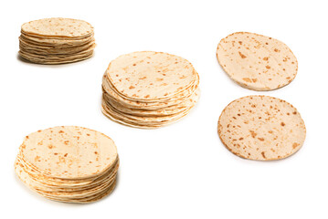 Grilled pitta bread isolated on white background.