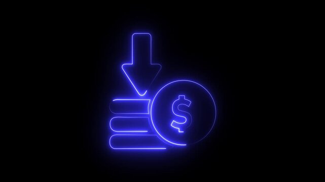 animated of cost symbol dollar increase and decrease icon, money, dollar sign with arrow down. Money loss concept. Business loss. Cash with down arrow stocks graph, concept of financial crisis,