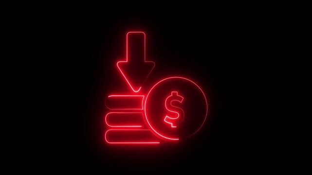 animated of cost symbol dollar increase and decrease icon, money, dollar sign with arrow down. Money loss concept. Business loss. Cash with down arrow stocks graph, concept of financial crisis,