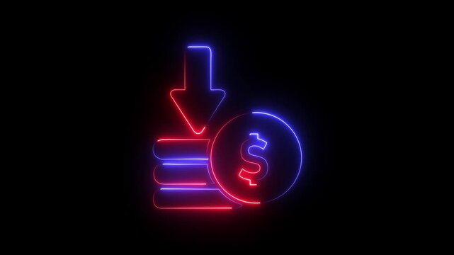 animated of cost symbol dollar increase and decrease icon, money, dollar sign with arrow down. Money loss concept. Business loss. Cash with down arrow stocks graph, concept of financial crisis