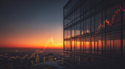 Abstract Finance Data Over Modern City Building