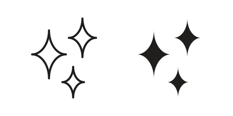 Sparkles icons illustration, line art, glyph style vectors