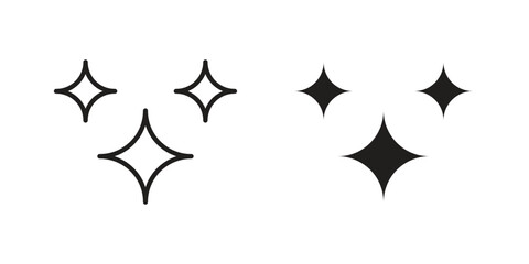 Sparkles icons illustration, line art, glyph style vectors