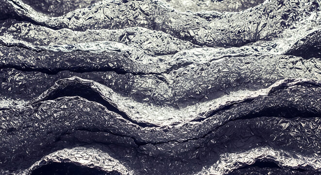 Close-up of a textured, rugged, and rocky surface with a predominantly dark color palette and a metallic sheen.