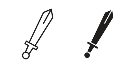 Sword icons illustration, line art, glyph style vectors