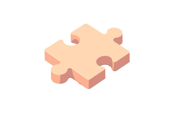 Fototapeta premium Isometric puzzle piece on white background: simple and modern design