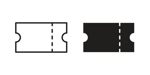 Ticket icons illustration, line art, glyph style vectors