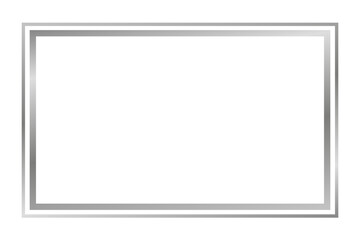 Silver metallic border frame, metal chrome frame with reflections of light - vector