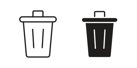 Trash icons illustration, line art, glyph style vectors