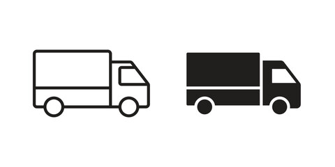Truck icons illustration, line art, glyph style vectors