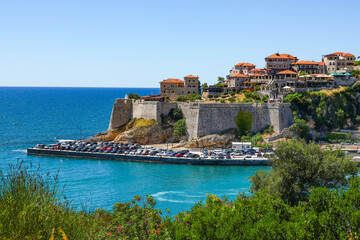 Scenic summer landscape of Ulcinj resort in Montenegro, Europe