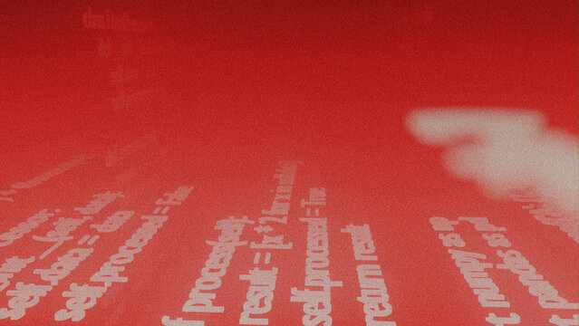 Programming Code Background Red Technology Abstract Software Script Digital Coding Screen Perspective