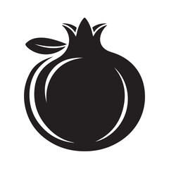 Minimal Pomegranate Fruit Silhouette Vector Icon