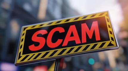 Warning sign indicating fraud or deception