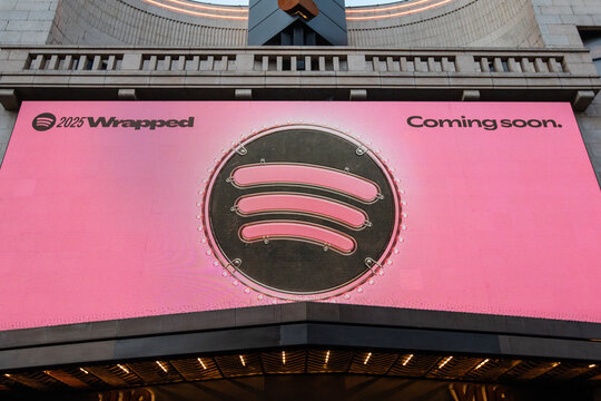 Spotify 2025 Wrapped Promoted on a Digital Billboard in London, UK
