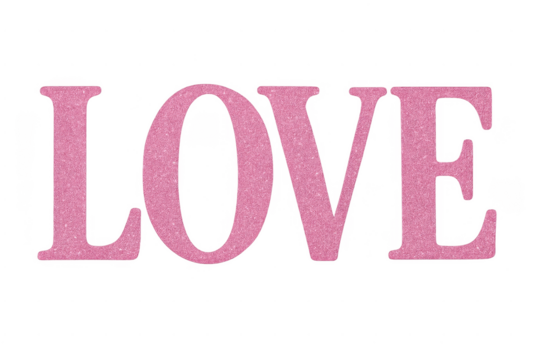 Pink glitter love text on transparent background - Powered by Adobe