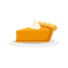 Modern flat 2D vector illustration of a Pumpkin Pie, minimal design style on a white background.