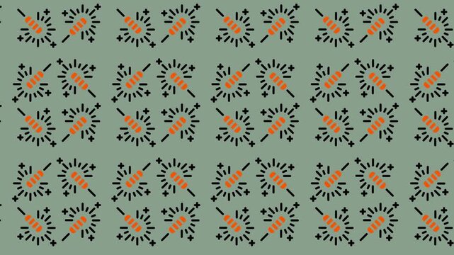 Abstract Pattern with Repeating Organic Shapes on Green Background.