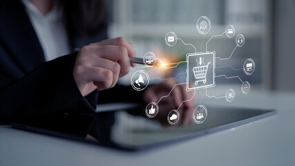 Omni-channel marketing and online shopping strategies, cross-platform customer experience, brand unification, and integrated marketing communication across digital channels. Spline