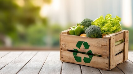 Wooden crate of fresh vegetables