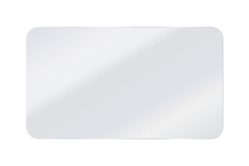 Transparent shiny glossy glass plate panel, rounded glossy plastic glare frame with light reflection, acrylic panel with glares and glossy effect, showcase glass sheet, mirror background, PNG