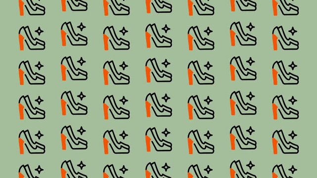 Stylish High Heels Pattern on Green Background.