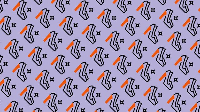 Seamless Pattern of High Heels and Stars on a Purple Background.