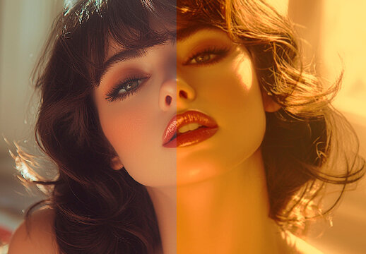Golden Cinematic Before and After Photo Effect